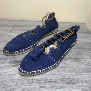 Tory Burch Canvas Blue Flats Size 7.5